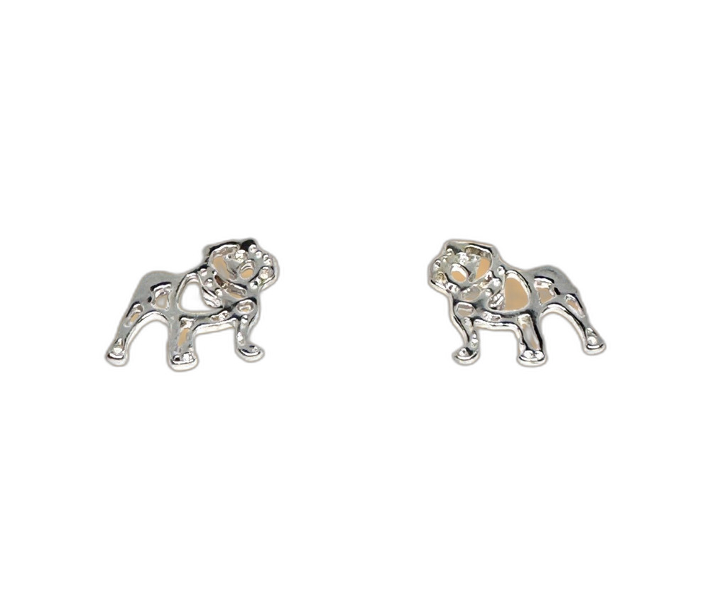New Indio Jewelry Silver Minimalist Bull Dog Stud Earrings #112